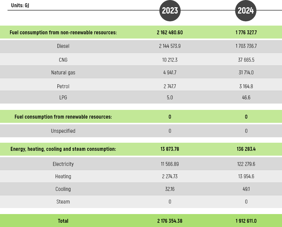 ENERGY CONSUMPTION WITHIN THE GROUP